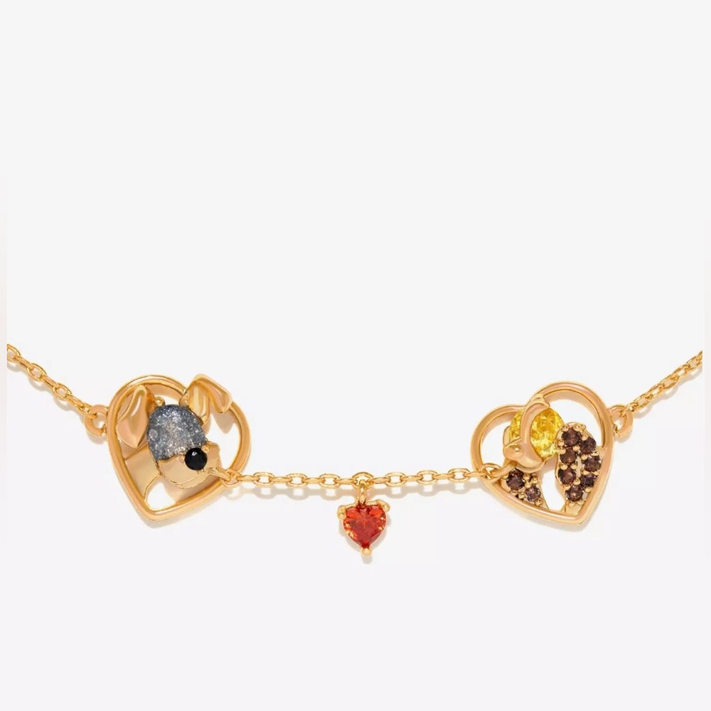 14K Gold Disney Classic Lady & The Tramp Gemstone Charm Bracelet Movie Theme